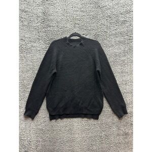 Sunny Ribbed Knit Cashmere Crewneck Pullover Winter  Sweater Black Mens Size 1